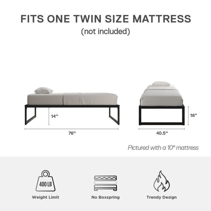 Avey Modern Metal Platform Bed Frame - Black - Twin