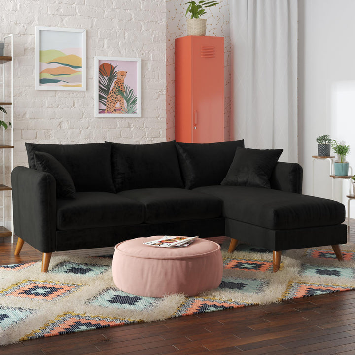 Magnolia Reversible Sectional Sofa with Pillows - Black