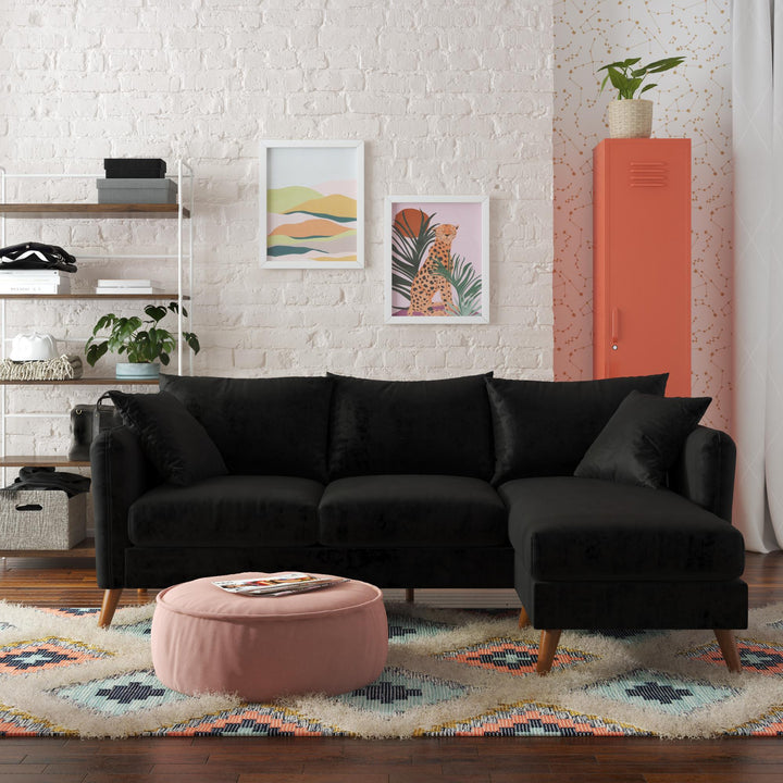 Magnolia Reversible Sectional Sofa with Pillows - Black