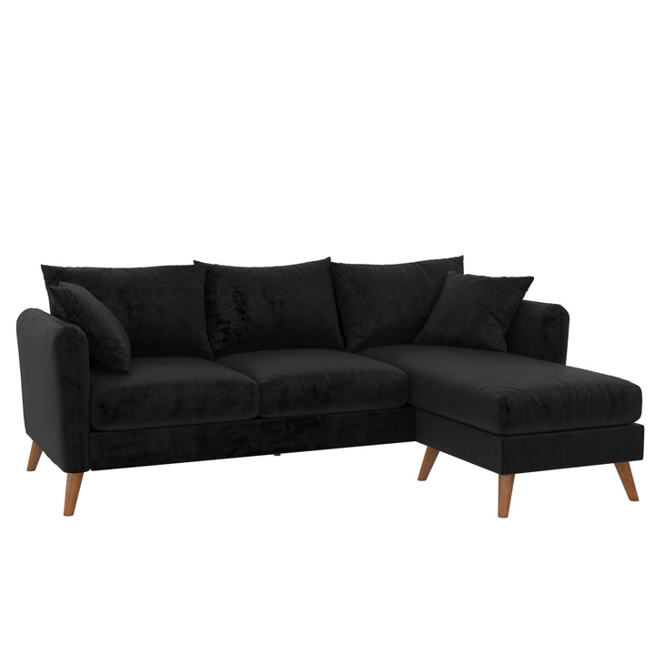 Magnolia Reversible Sectional Sofa with Pillows - Black