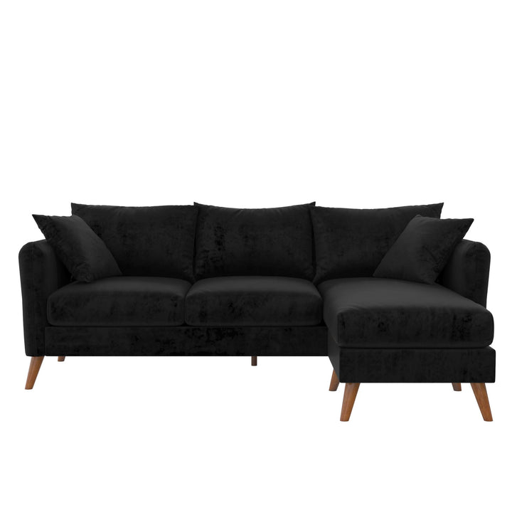 Magnolia Reversible Sectional Sofa with Pillows - Black
