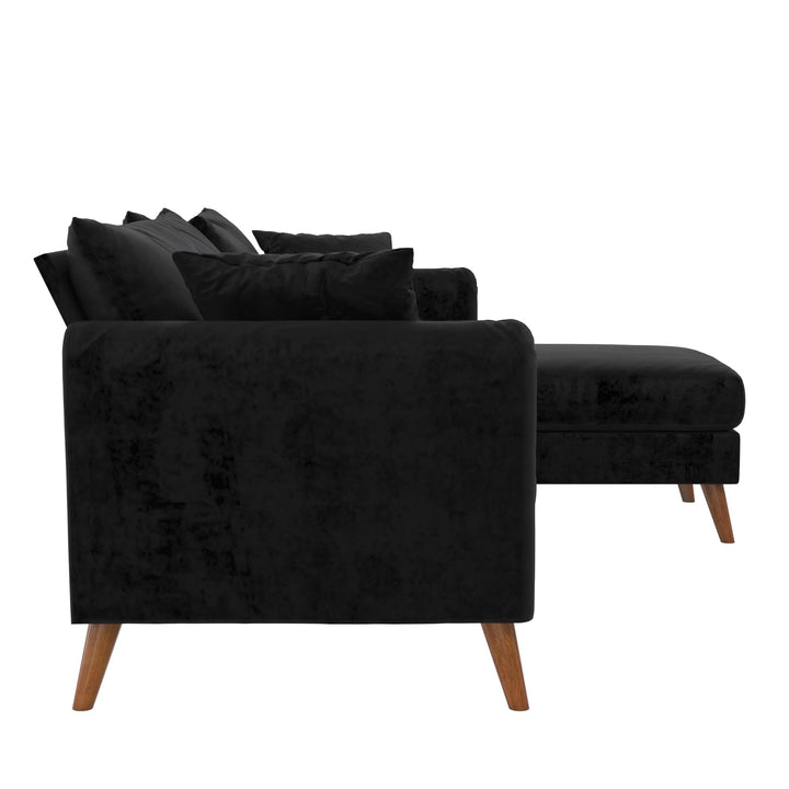 Magnolia Reversible Sectional Sofa with Pillows - Black