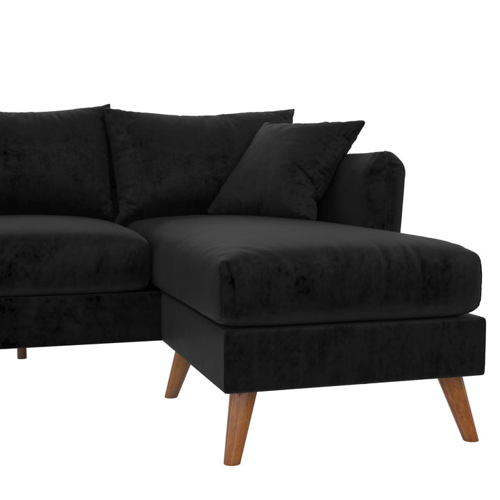 Magnolia Reversible Sectional Sofa with Pillows - Black