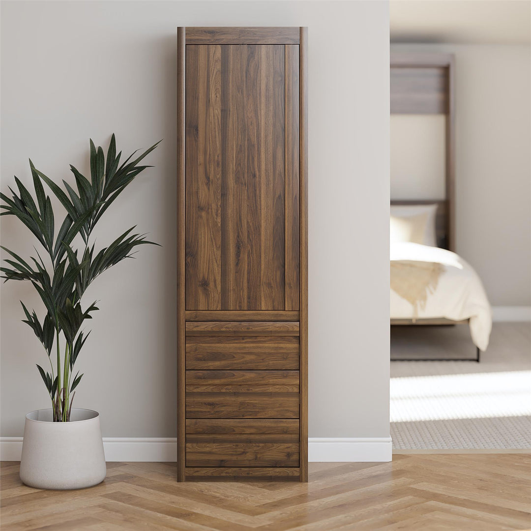 Paramount Armoire Wardrobe Storage Cabinet with Drawers - Columbia Walnut