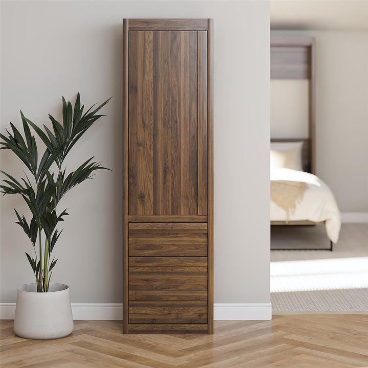 Paramount Armoire Wardrobe Storage Cabinet with Drawers - Columbia Walnut