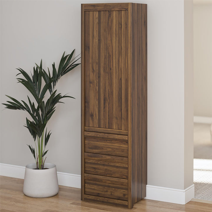 Paramount Armoire Wardrobe Storage Cabinet with Drawers - Columbia Walnut