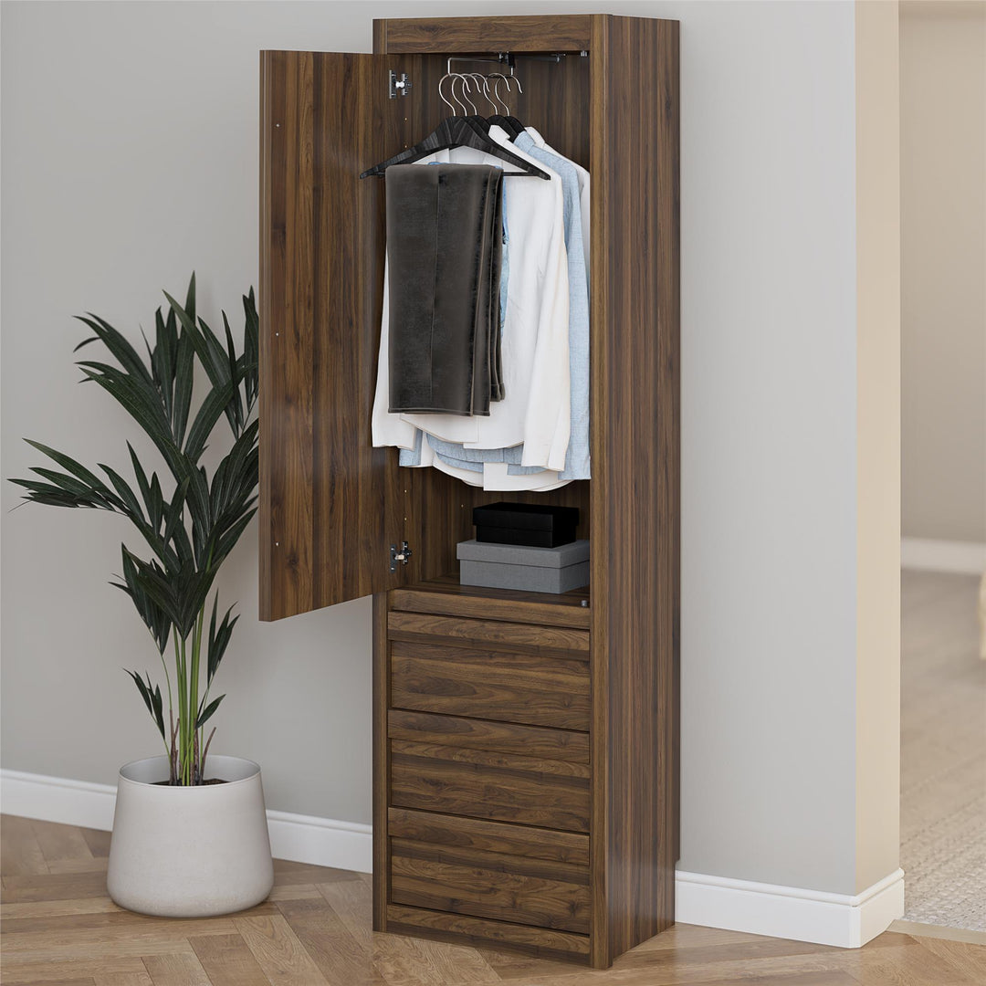 Paramount Armoire Wardrobe Storage Cabinet with Drawers - Columbia Walnut