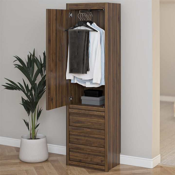 Paramount Armoire Wardrobe Storage Cabinet with Drawers - Columbia Walnut
