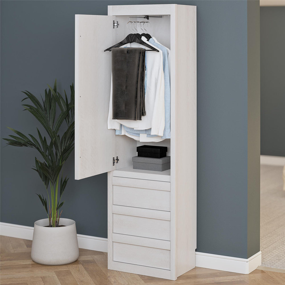 Paramount Armoire Wardrobe Storage Cabinet with Drawers - Ivory Oak