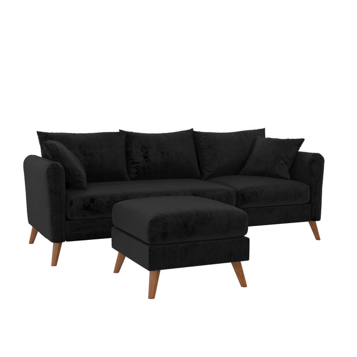Magnolia Reversible Sectional Sofa with Pillows - Black