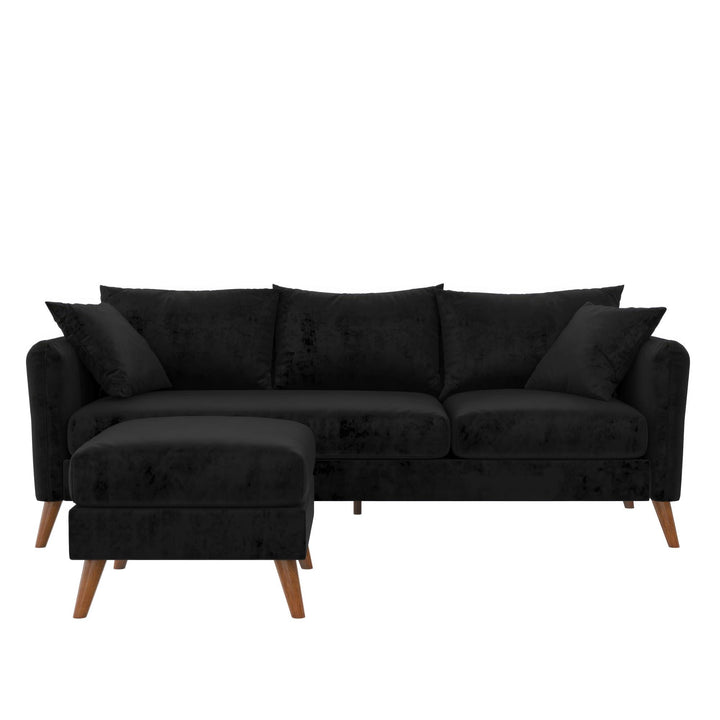 Magnolia Reversible Sectional Sofa with Pillows - Black