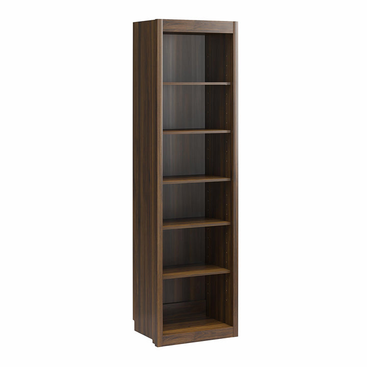Paramount Tall 6-Shelf Open Storage Tower Bookcase - Columbia Walnut