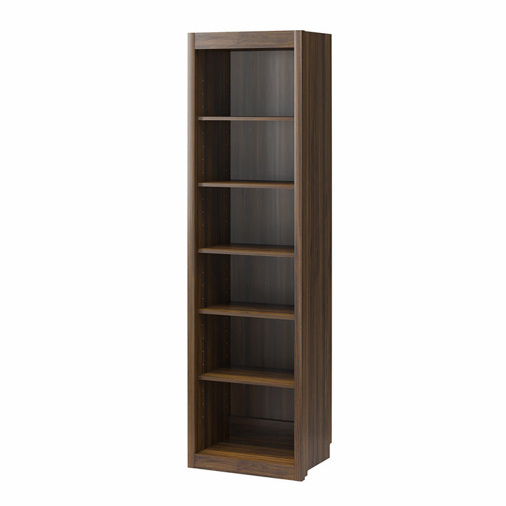 Paramount Tall 6-Shelf Open Storage Tower Bookcase - Columbia Walnut