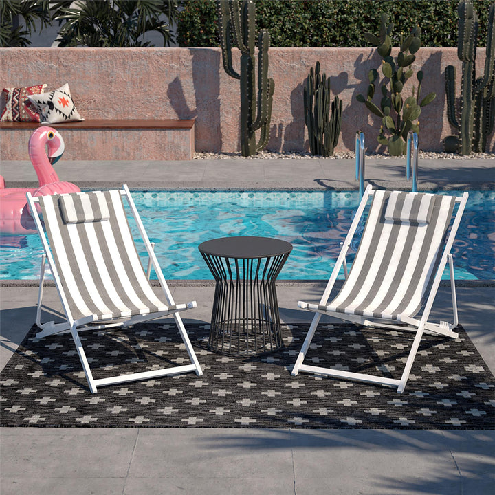 Poolside Gossip, Bebe Folding Beach Chair, Set of 2 - White/Black - 1-Pack