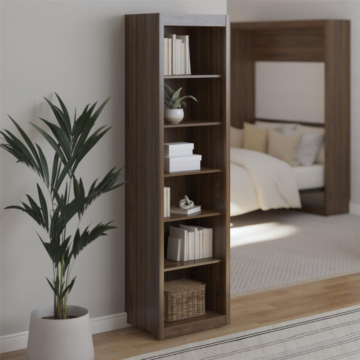 Paramount Tall 6-Shelf Open Storage Tower Bookcase - Columbia Walnut