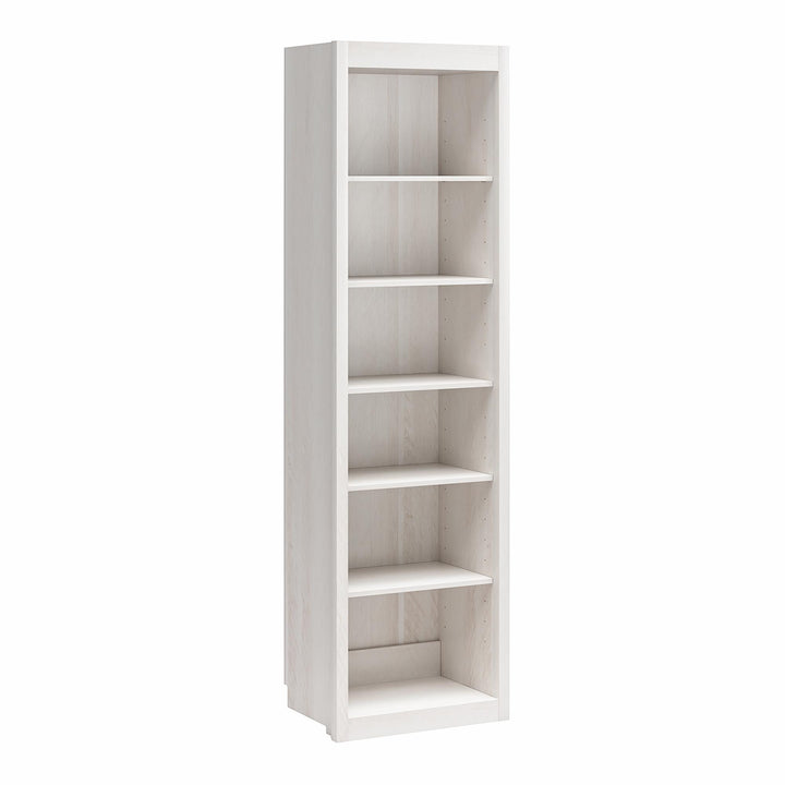 Paramount Tall 6-Shelf Open Storage Tower Bookcase - Ivory Oak