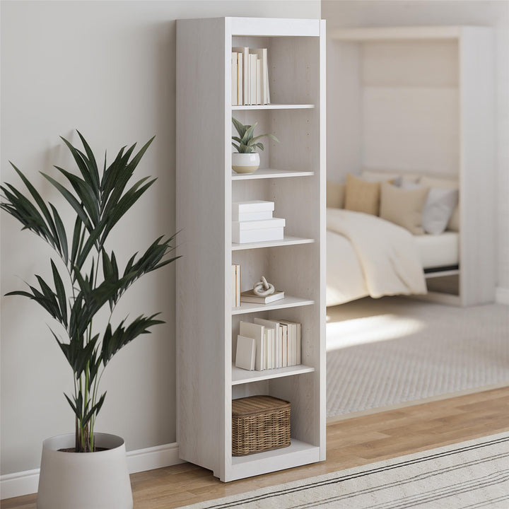 Paramount Tall 6-Shelf Open Storage Tower Bookcase - Ivory Oak