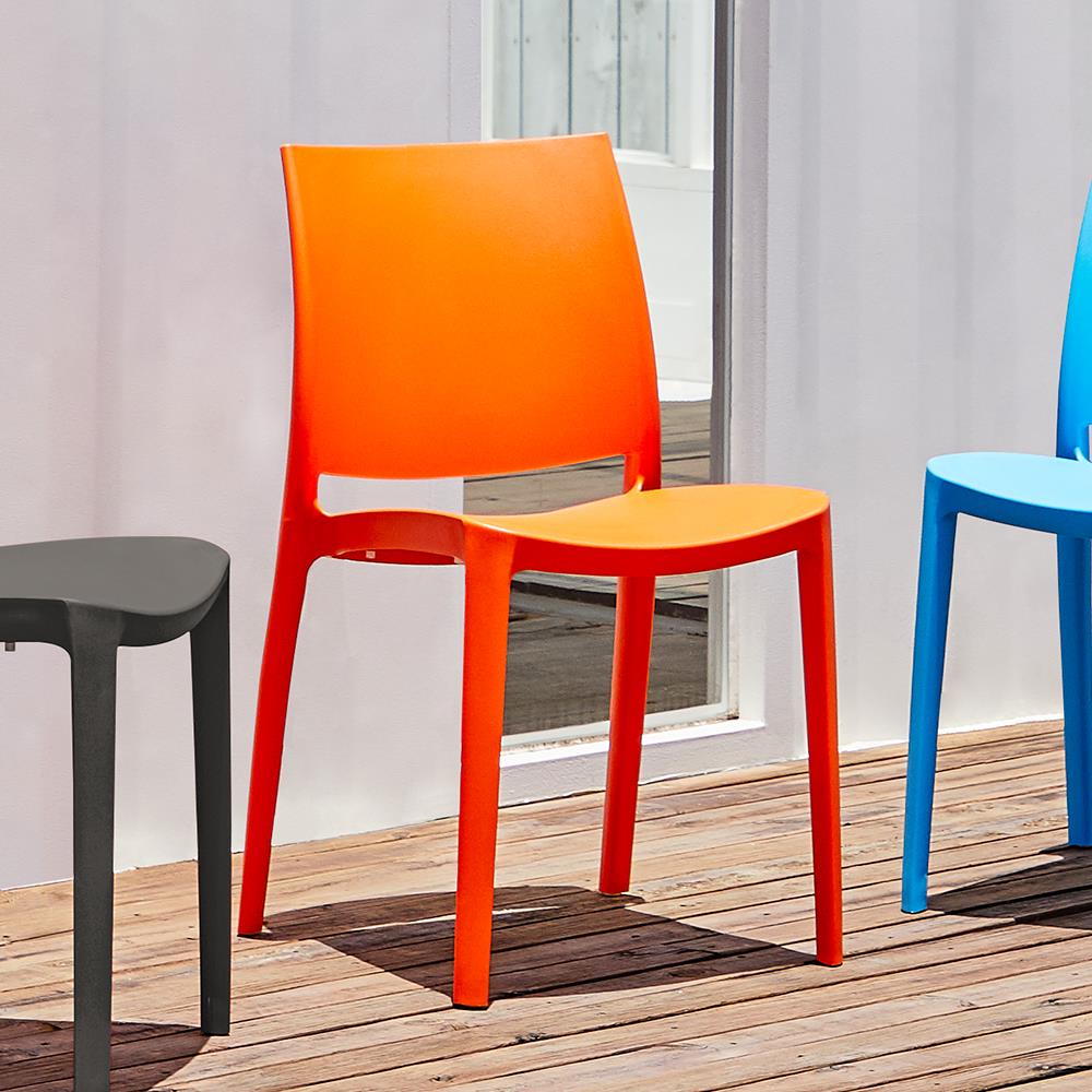 Sensilla Stackable Dining Chair, Set of 4 - Orange Lagoon