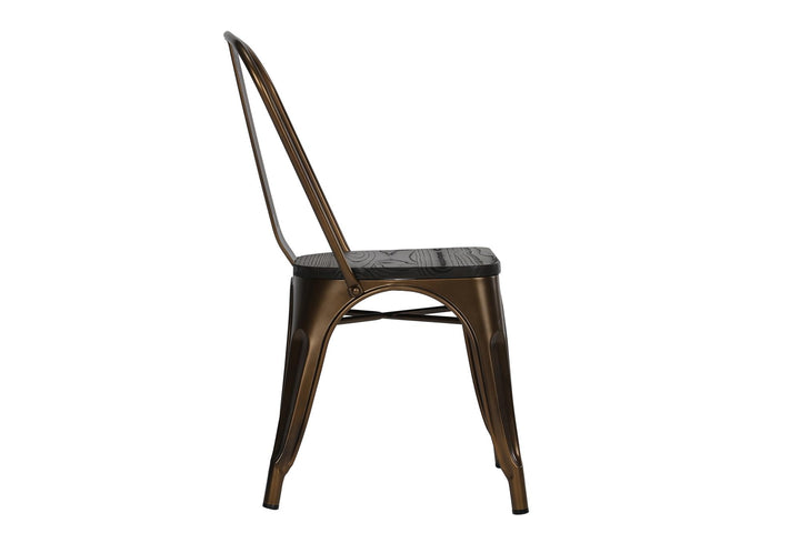 Fusion Metal and Wood Dining Chair -  Bronze