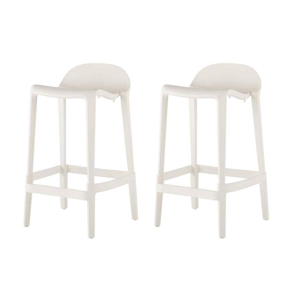 Joyous Resin Low Back Counter Stool, Set of 2 - Off White Lagoon