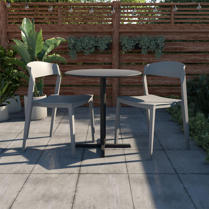 Outdoor/Indoor Stacking Resin Chair with Ribbon Back, Set of 2 - Gray - 2-Pack