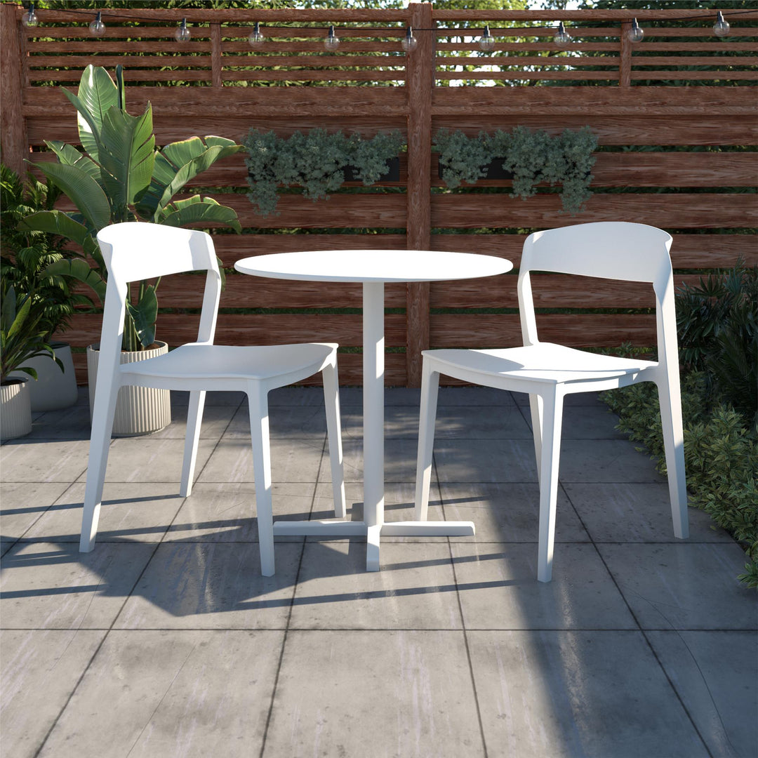 Outdoor/Indoor Stacking Resin Chair with Ribbon Back, Set of 2 - White - 2-Pack