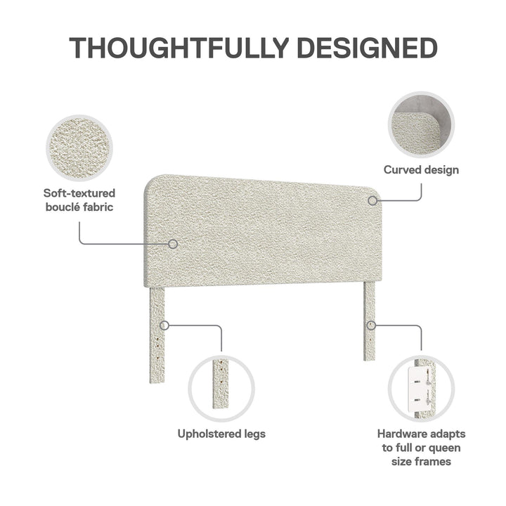 Juliet Full/Queen Boucle Headboard - Ivory Boucle - Full/Queen