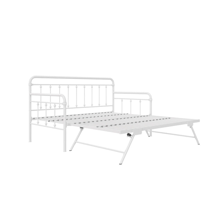 Locky Metal Daybed with Pop Up Trundle Bed - White - Twin-Over-Twin