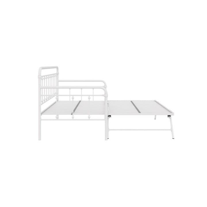 Locky Metal Daybed with Pop Up Trundle Bed - White - Twin-Over-Twin