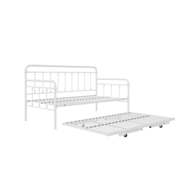 Locky Metal Daybed with Pop Up Trundle Bed - White - Twin-Over-Twin