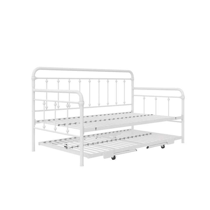Locky Metal Daybed with Pop Up Trundle Bed - White - Twin-Over-Twin