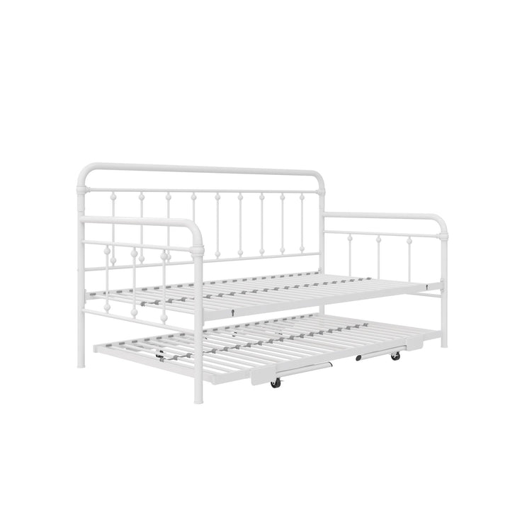 DHP Locky Metal Daybed with Pop Up Trundle Bed - White - Twin-Over-Twin