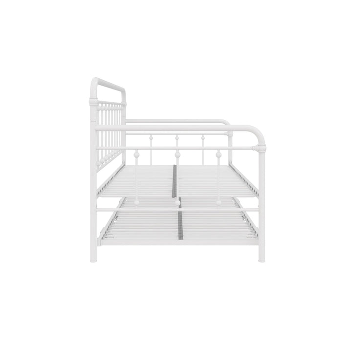 Locky Metal Daybed with Pop Up Trundle Bed - White - Twin-Over-Twin