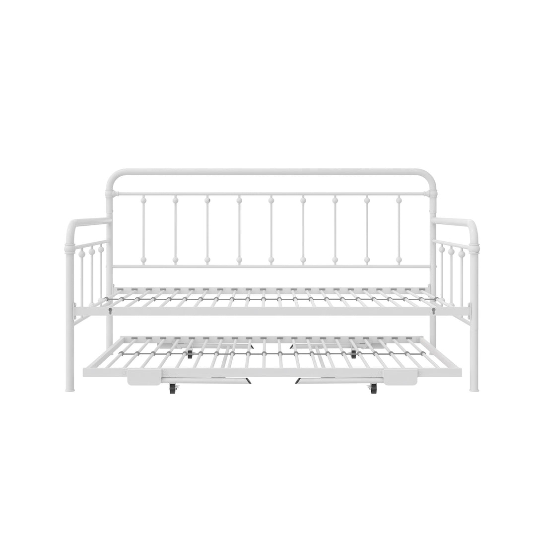 Locky Metal Daybed with Pop Up Trundle Bed - White - Twin-Over-Twin