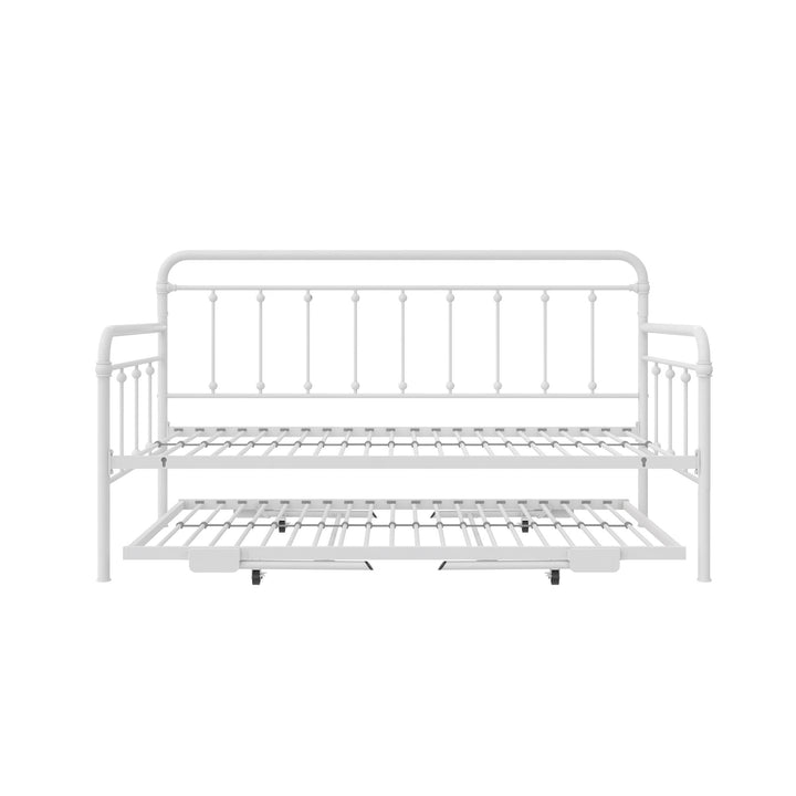 Locky Metal Daybed with Pop Up Trundle Bed - White - Twin-Over-Twin