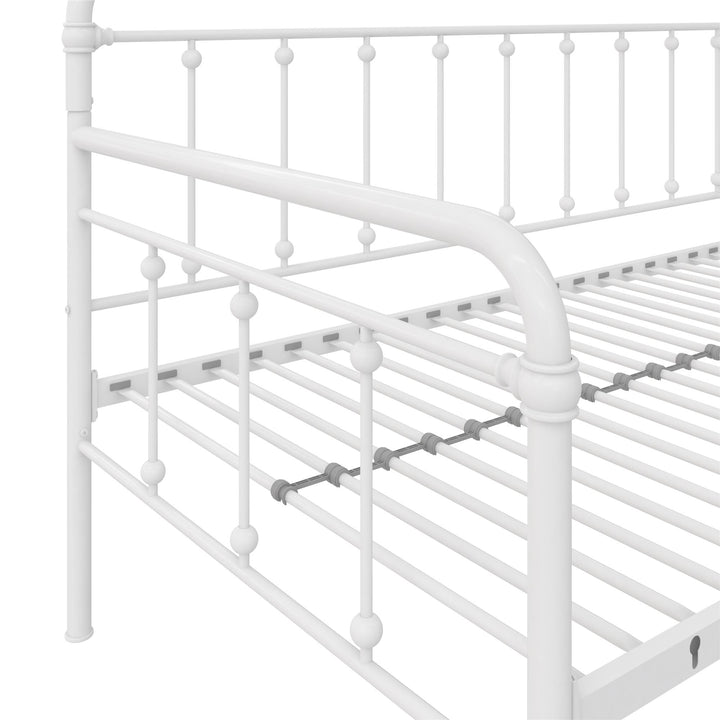 Locky Metal Daybed with Pop Up Trundle Bed - White - Twin-Over-Twin