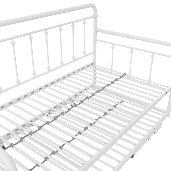 Locky Metal Daybed with Pop Up Trundle Bed - White - Twin-Over-Twin