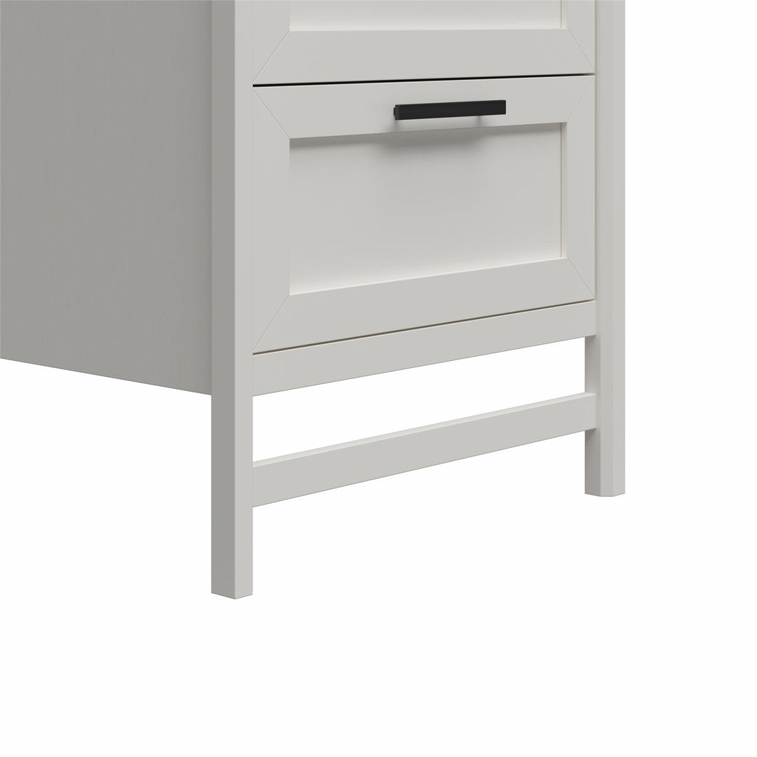 Luxe 2 Door, 2 Drawer Closet Tower with 3 Adjustable Clothing Rods - Ivory Oak