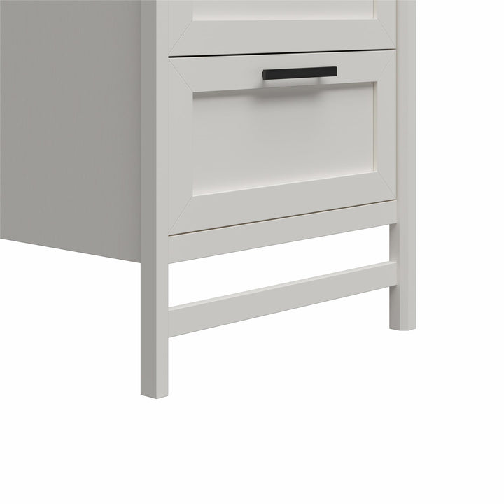 Luxe 2 Door, 2 Drawer Closet Tower with 3 Adjustable Clothing Rods - Ivory Oak