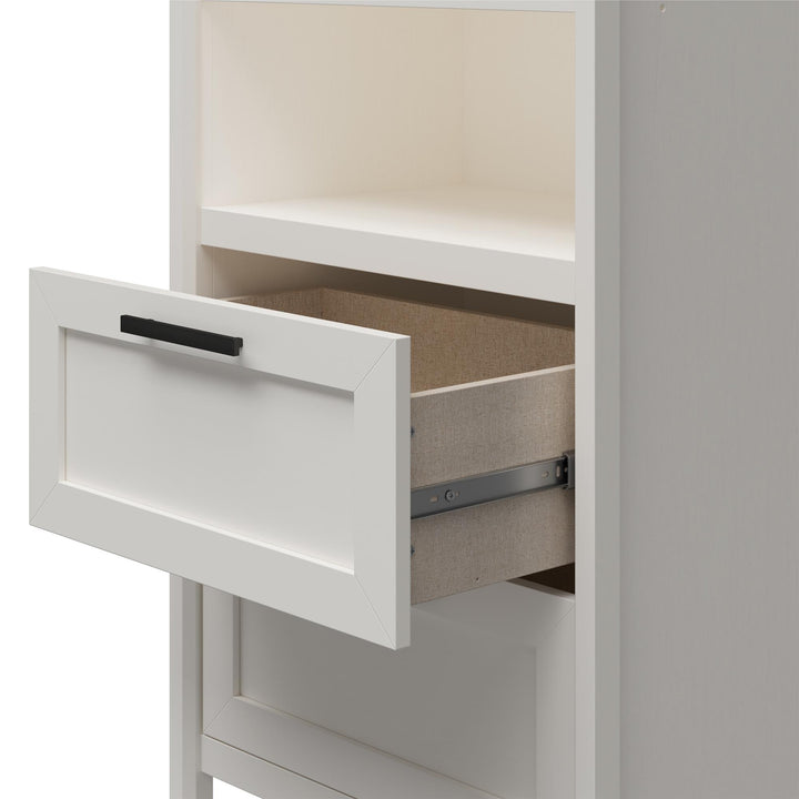 Luxe 2 Door, 2 Drawer Closet Tower with 3 Adjustable Clothing Rods - Ivory Oak