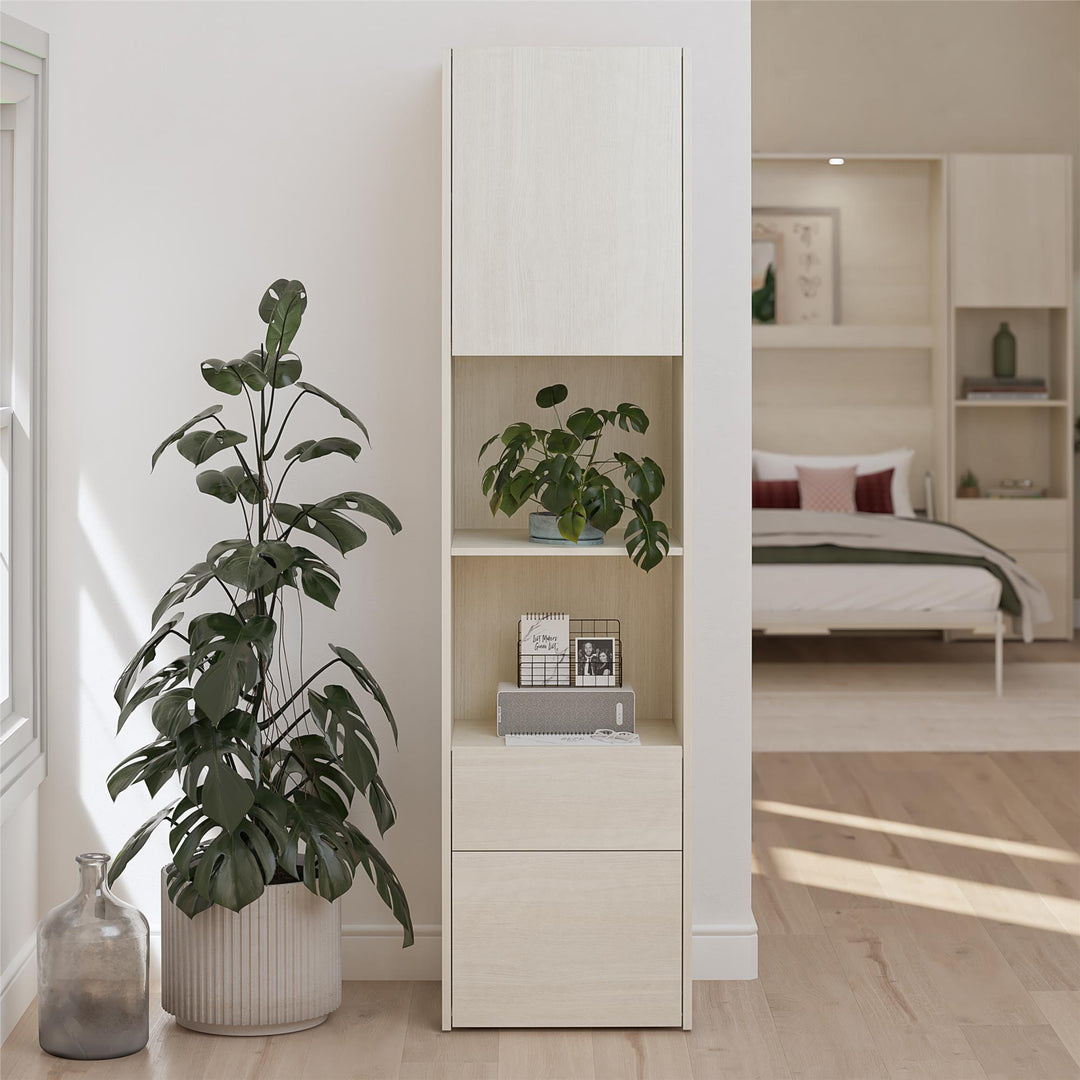 Greenwich Armoire Cabinet with Open Closed Storage - Bay Oak