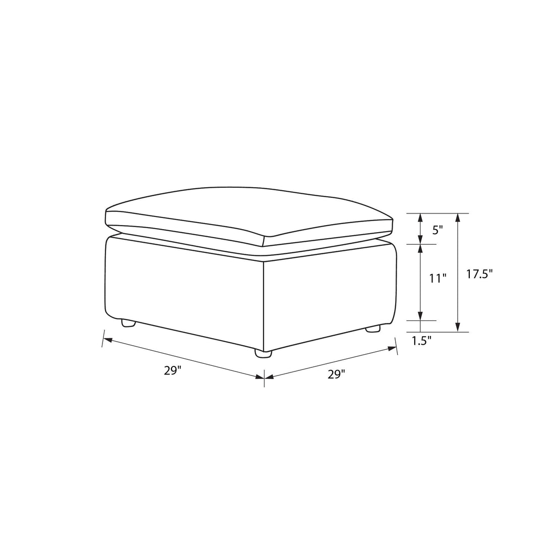 York Modular Pillow Top Plush Ottoman - Taupe