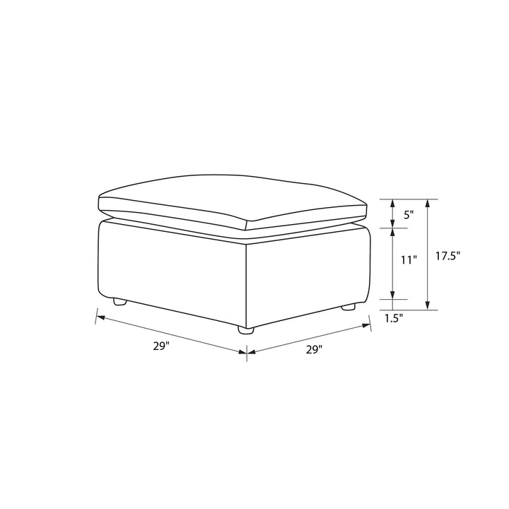 York Modular Pillow Top Plush Ottoman - Taupe