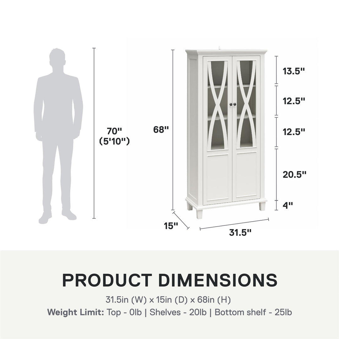 Ellington Tall Accent Cabinet with Glass Doors - White