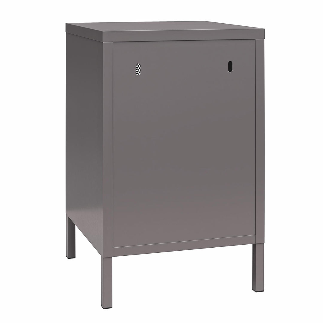 Shadwick 1 Door Metal Living Room End Table with Perforated Metal Mesh Door - Graphite Grey