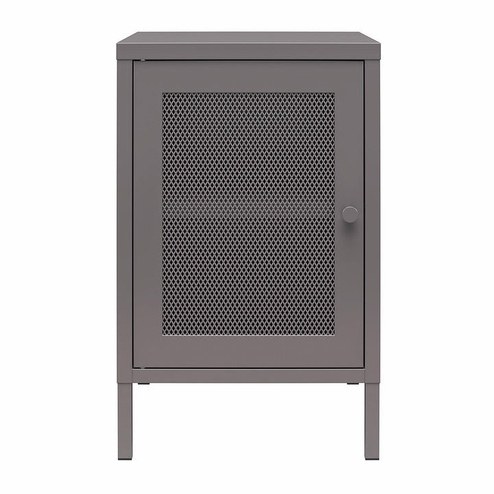 Shadwick 1 Door Metal Living Room End Table with Perforated Metal Mesh Door - Graphite Grey