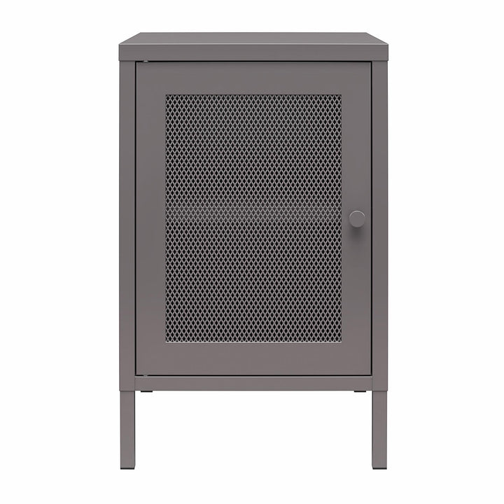 Shadwick 1 Door Metal Living Room End Table with Perforated Metal Mesh Door - Graphite Grey
