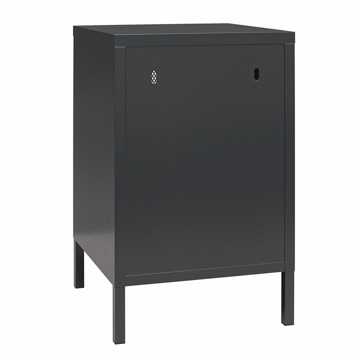 Shadwick 1 Door Metal Living Room End Table with Perforated Metal Mesh Door - Black