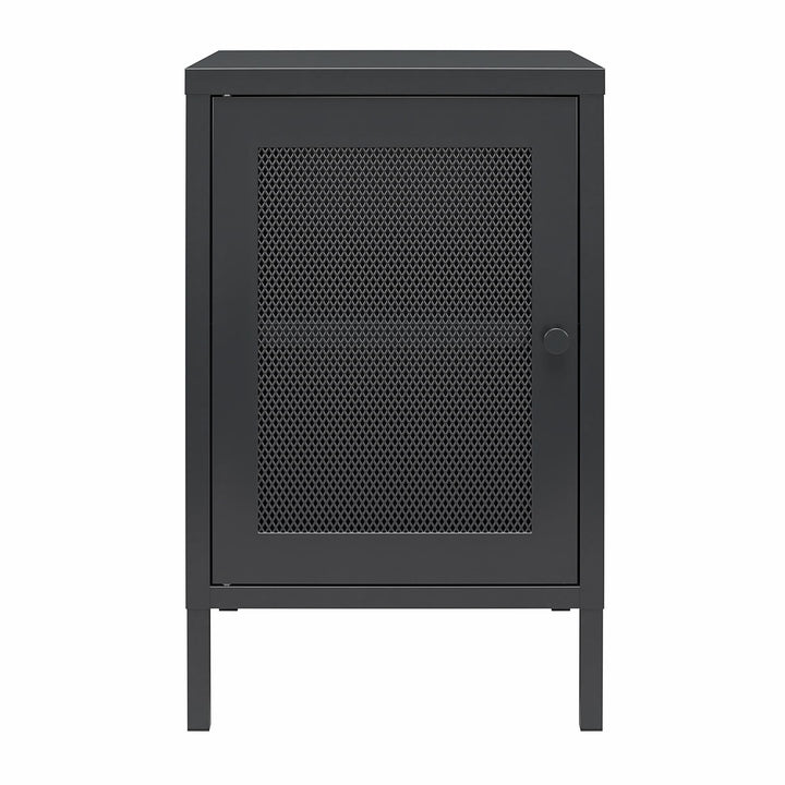 Shadwick 1 Door Metal Living Room End Table with Perforated Metal Mesh Door - Black