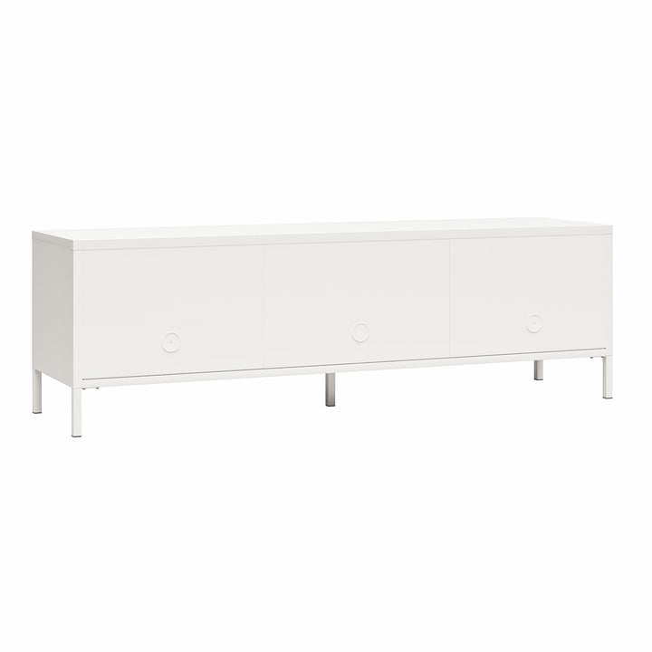 Shadwick Metal TV Stand for TVs up to 65" with Perforated Metal Mesh Accents - White